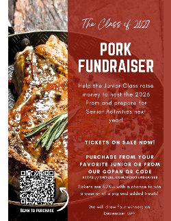 Pork Fundraiser flyer with information in English